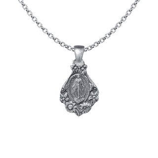 Vintage Sterling Silver Mary with Flowers Miraculous Medal