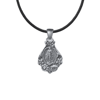 Vintage Sterling Silver Mary with Flowers Miraculous Medal