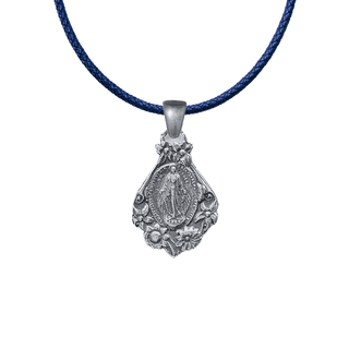 Vintage Sterling Silver Mary with Flowers Miraculous Medal