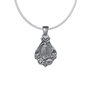 Vintage Sterling Silver Mary with Flowers Miraculous Medal