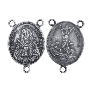 Vintage Sterling Silver Seven Sorrows Rosary Center, Rustic