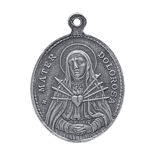 Vintage Sterling Silver Seven Sorrows Medal, Mater Dolorosa