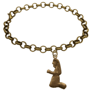 Vintage Bronze Praying Girl Milagro Bracelet