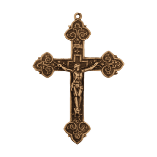 Vintage Bronze Floriated Crucifix with Scrolled Arms
