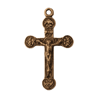 Vintage Bronze Delicate Crucifix with Flowered Points
