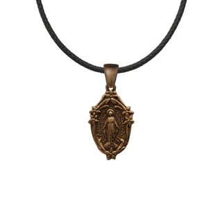 Vintage Bronze Small Mary with Lilies Miraculous Medal