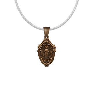Vintage Bronze Small Mary with Lilies Miraculous Medal