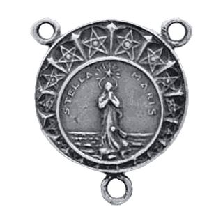 Vintage Sterling Silver Stella Maris Rosary Center with Stars