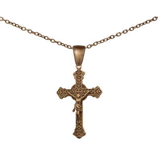 Vintage Bronze Two-Sided Crucifix with Sacred Heart