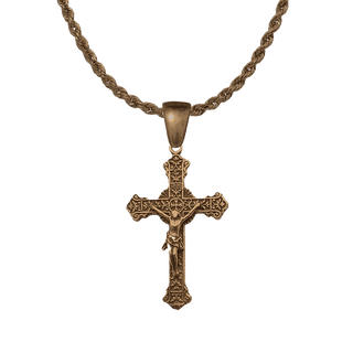 Vintage Bronze Two-Sided Crucifix with Sacred Heart