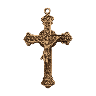 Vintage Bronze Two-Sided Crucifix with Sacred Heart