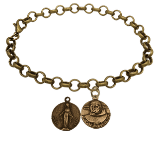 Vintage Bronze Servus Dei Medal Bracelet
