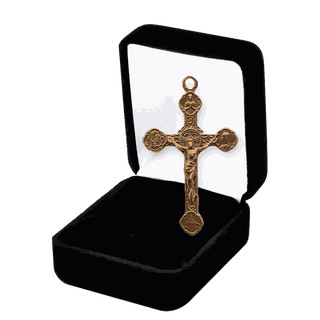 Vintage Bronze Lourdes Crucifix with Apparition Medallions