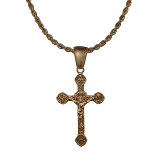 Vintage Bronze Lourdes Crucifix with Apparition Medallions
