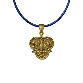Vintage Yellow Bronze Holy Spirit Dove Medal with Scroll