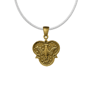 Vintage Yellow Bronze Holy Spirit Dove Medal with Scroll