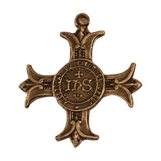 Vintage Bronze Sacred Heart Cross, Apostolat du Coeur de Jesus — reverse