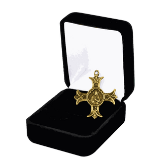 Vintage Yellow Bronze Sacred Heart Cross, Apostolat du Coeur de Jesus