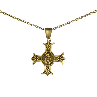 Vintage Yellow Bronze Sacred Heart Cross, Apostolat du Coeur de Jesus