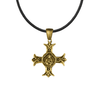 Vintage Yellow Bronze Sacred Heart Cross, Apostolat du Coeur de Jesus