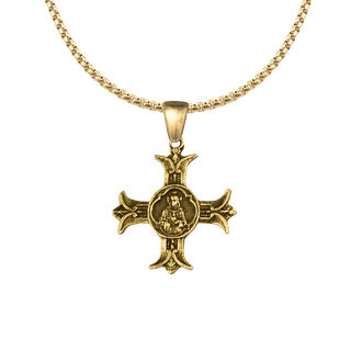 Vintage Yellow Bronze Sacred Heart Cross, Apostolat du Coeur de Jesus