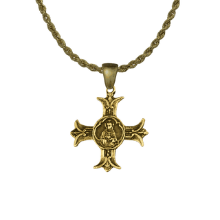 Vintage Yellow Bronze Sacred Heart Cross, Apostolat du Coeur de Jesus