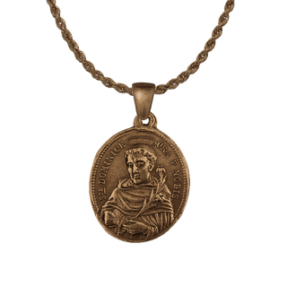 Vintage Bronze St. Dominic and Queen of the Holy Rosary Medal