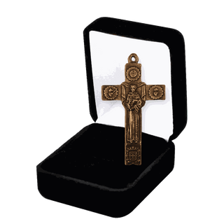 Vintage Bronze Franciscan Cross, Ecce Crucem Domini