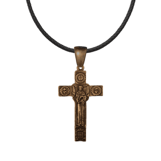 Vintage Bronze Franciscan Cross, Ecce Crucem Domini