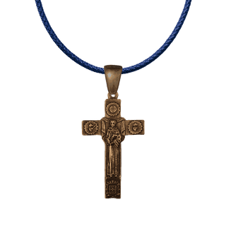 Vintage Bronze Franciscan Cross, Ecce Crucem Domini