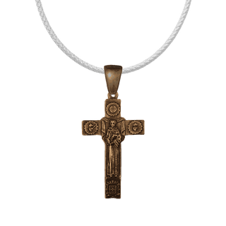 Vintage Bronze Franciscan Cross, Ecce Crucem Domini