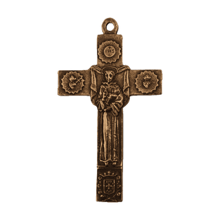 Vintage Bronze Franciscan Cross, Ecce Crucem Domini