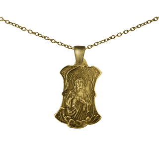Vintage Yellow Bronze Sacred Heart and Help of Christians Medal