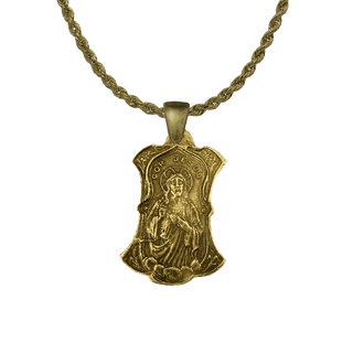 Vintage Yellow Bronze Sacred Heart and Help of Christians Medal