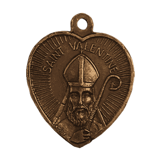 Vintage Bronze St. Valentine Heart Medal