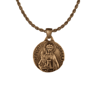 Vintage Bronze St. Barbara Medal with Artillery Reverse