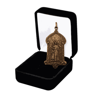 Vintage Bronze Guardian Angel and Child Medal