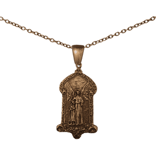 Vintage Bronze Guardian Angel and Child Medal