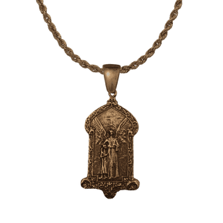 Vintage Bronze Guardian Angel and Child Medal
