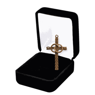 Vintage Bronze Wedding Rings Cross, Two Interlocking Bands