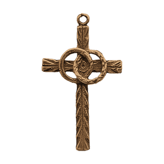 Vintage Bronze Wedding Rings Cross, Two Interlocking Bands