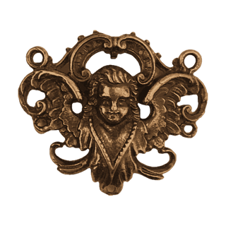 Vintage Bronze Winged Cherub Rosary Center