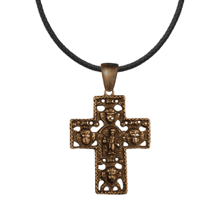 Vintage Bronze Pierced Cross Surrounded by Cherub Heads