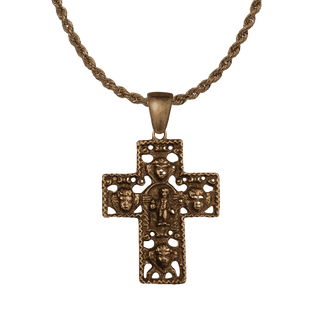 Vintage Bronze Pierced Cross Surrounded by Cherub Heads