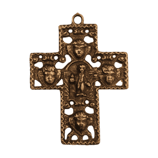 Vintage Bronze Pierced Cross Surrounded by Cherub Heads