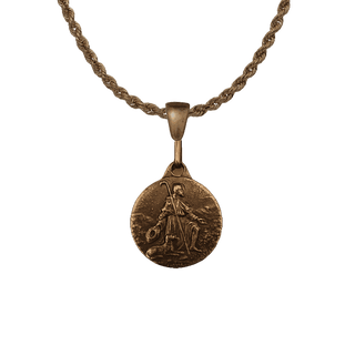 Vintage Bronze St. Roch Medal, Pilgrim with His Dog