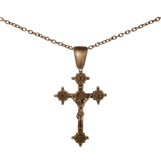 Vintage Bronze Gothic Crucifix with Quatrefoil Ends