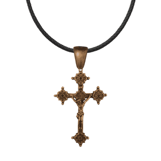 Vintage Bronze Gothic Crucifix with Quatrefoil Ends