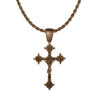 Vintage Bronze Gothic Crucifix with Quatrefoil Ends