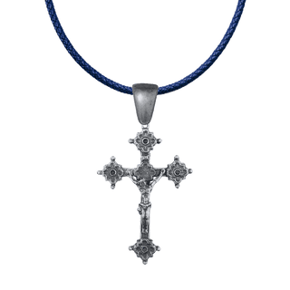 Vintage White Bronze Gothic Crucifix with Quatrefoil Ends